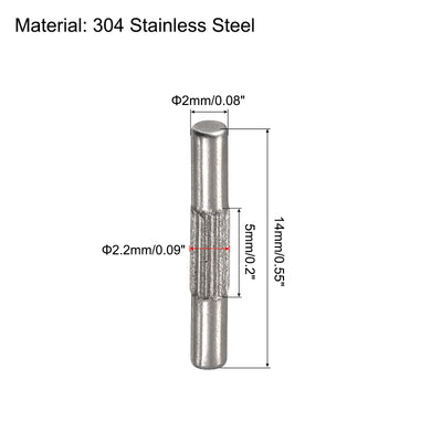 Harfington Uxcell 2x14mm 304 Stainless Steel Dowel Pins, 20Pcs Center Knurled Chamfered End Pin