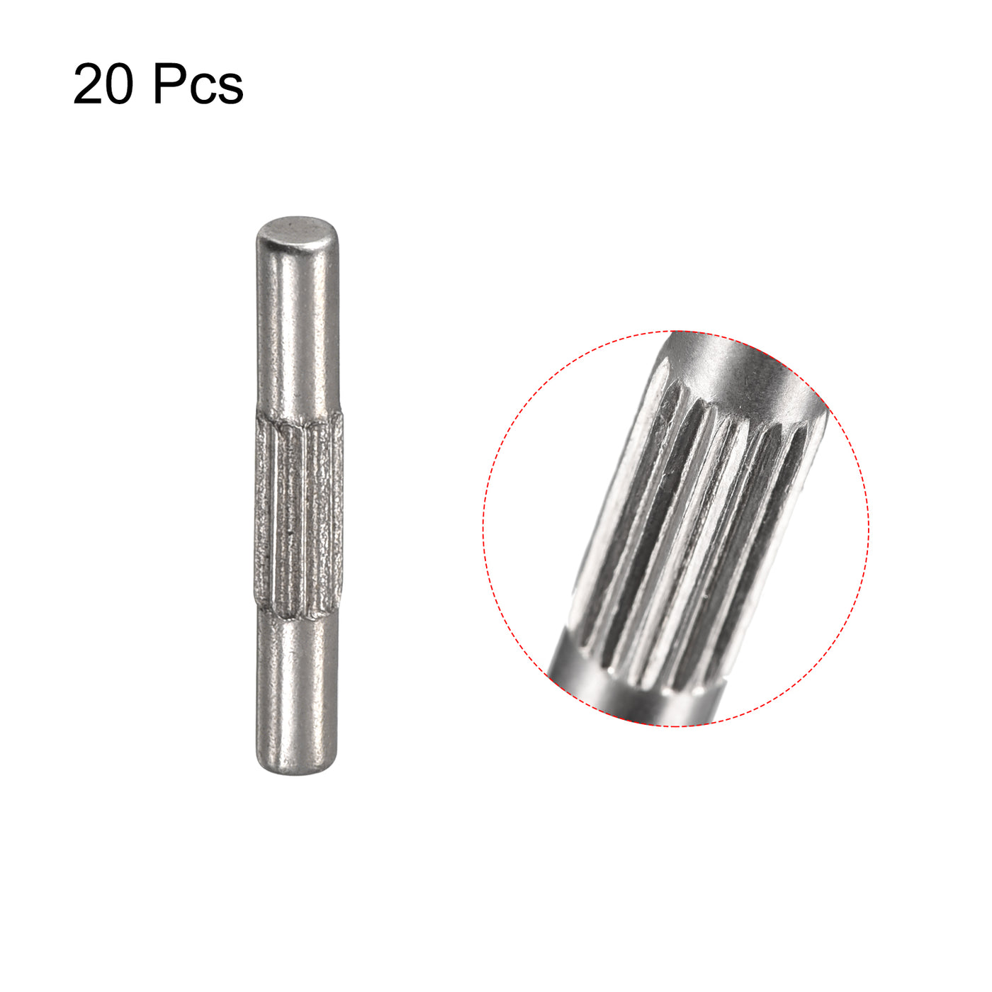 uxcell Uxcell 2x14mm 304 Stainless Steel Dowel Pins, 20Pcs Center Knurled Chamfered End Pin