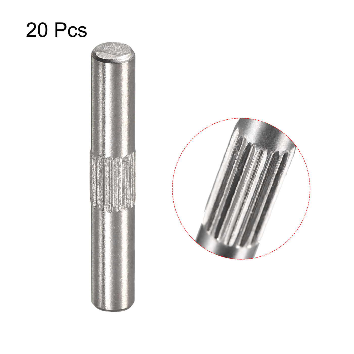 uxcell Uxcell 4x25mm 304 Stainless Steel Dowel Pins, 20Pcs Center Knurled Chamfered End Pin