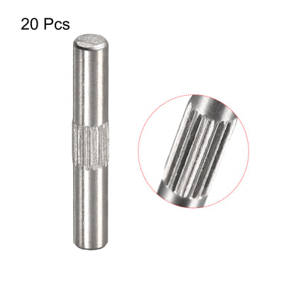 Harfington Uxcell 4x25mm 304 Stainless Steel Dowel Pins, 20Pcs Center Knurled Chamfered End Pin