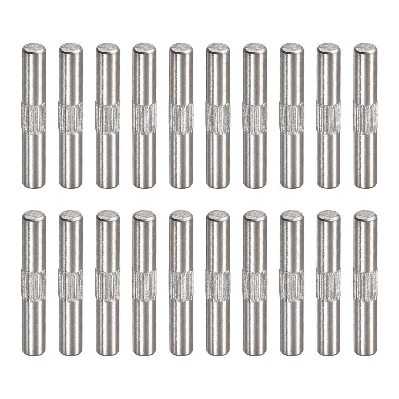 uxcell Uxcell 4x25mm 304 Stainless Steel Dowel Pins, 20Pcs Center Knurled Chamfered End Pin