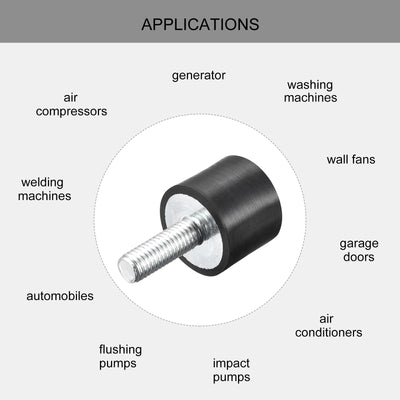 Harfington Uxcell Rubber Mount 6pcs M8 Male/Female Vibration Isolator Shock Absorber D25mmxH20mm