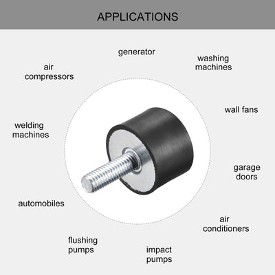 Harfington Uxcell Rubber Mount 2pcs M8 Male/Female Vibration Isolator Shock Absorber D30mmxH20mm