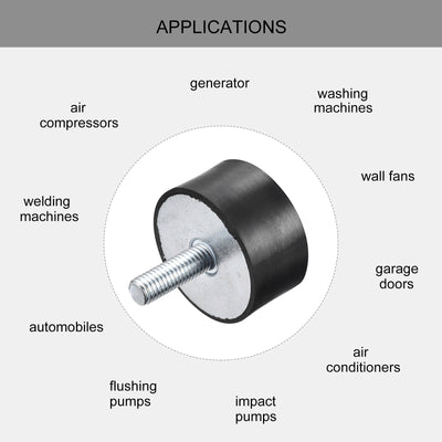 Harfington Uxcell Rubber Mount 2pcs M8 Male/Female Vibration Isolator Shock Absorber D40mmxH20mm