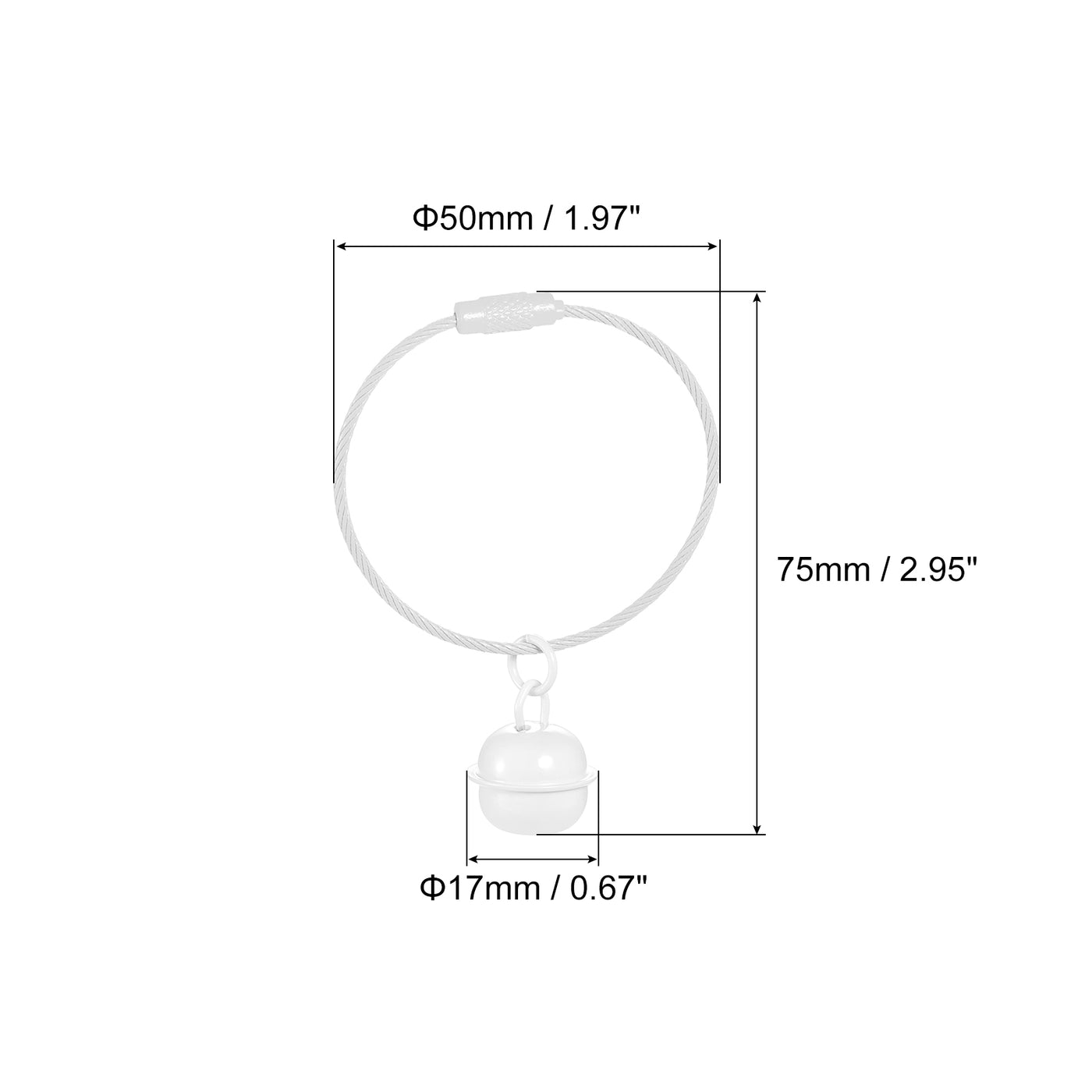 uxcell Uxcell 12Pcs Pet Bells, Stainless Steel 50mm/1.97" Dia Jingle Bells Cable White for DIY