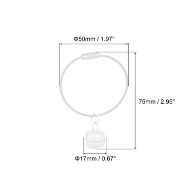 Harfington Uxcell 12Pcs Pet Bells, Stainless Steel 50mm/1.97" Dia Jingle Bells Cable White for DIY
