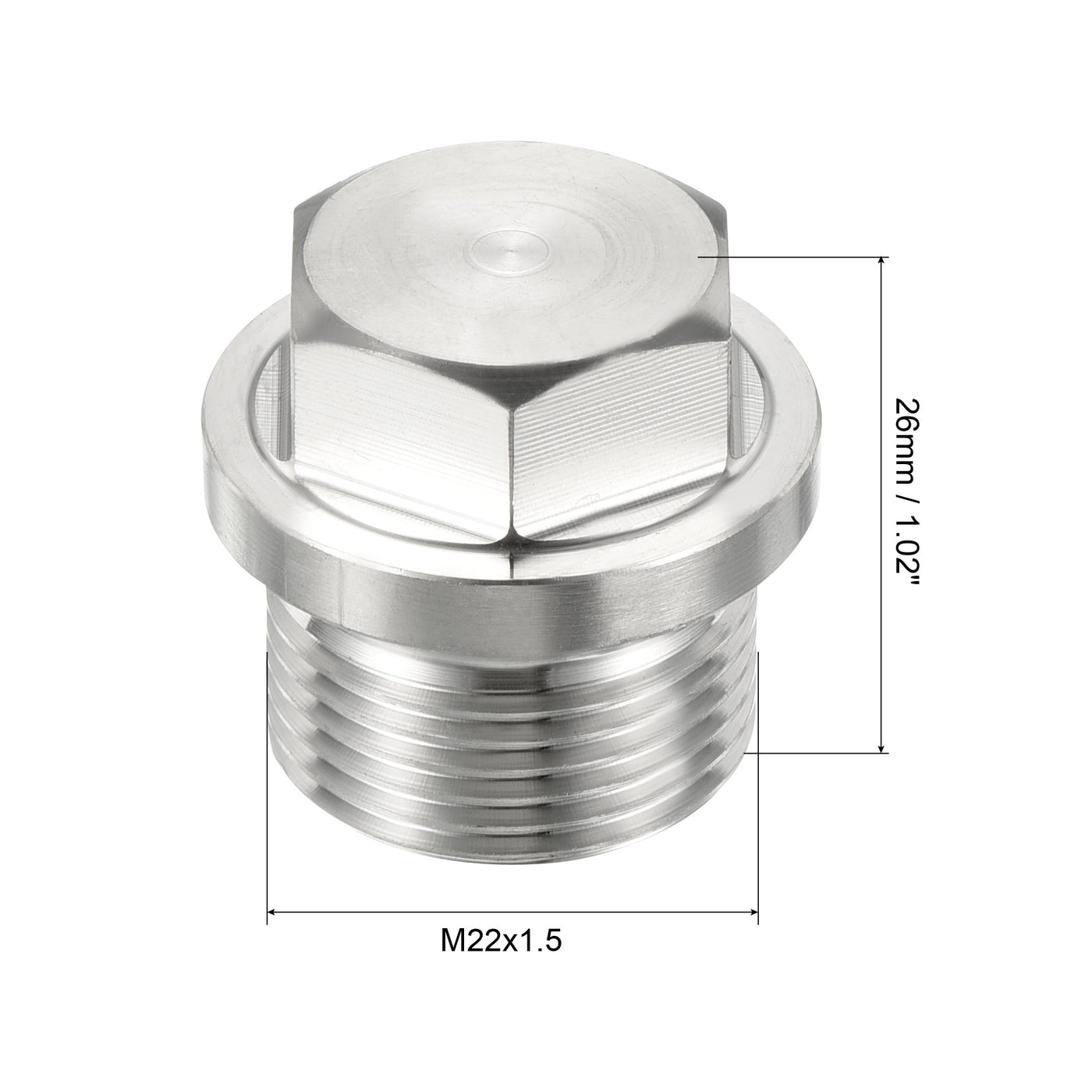 Harfington Male Plug, Waterproof Dustproof Stainless Steel Thread Hex Head Socket Solid Pipe Fitting