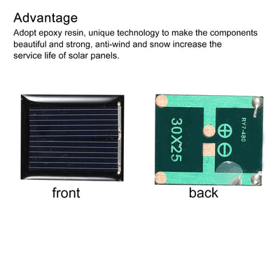 Harfington Mini Solar Panel Cell 1V 80mA 0.08W 30mm x 25mm for DIY Project Pack of 10