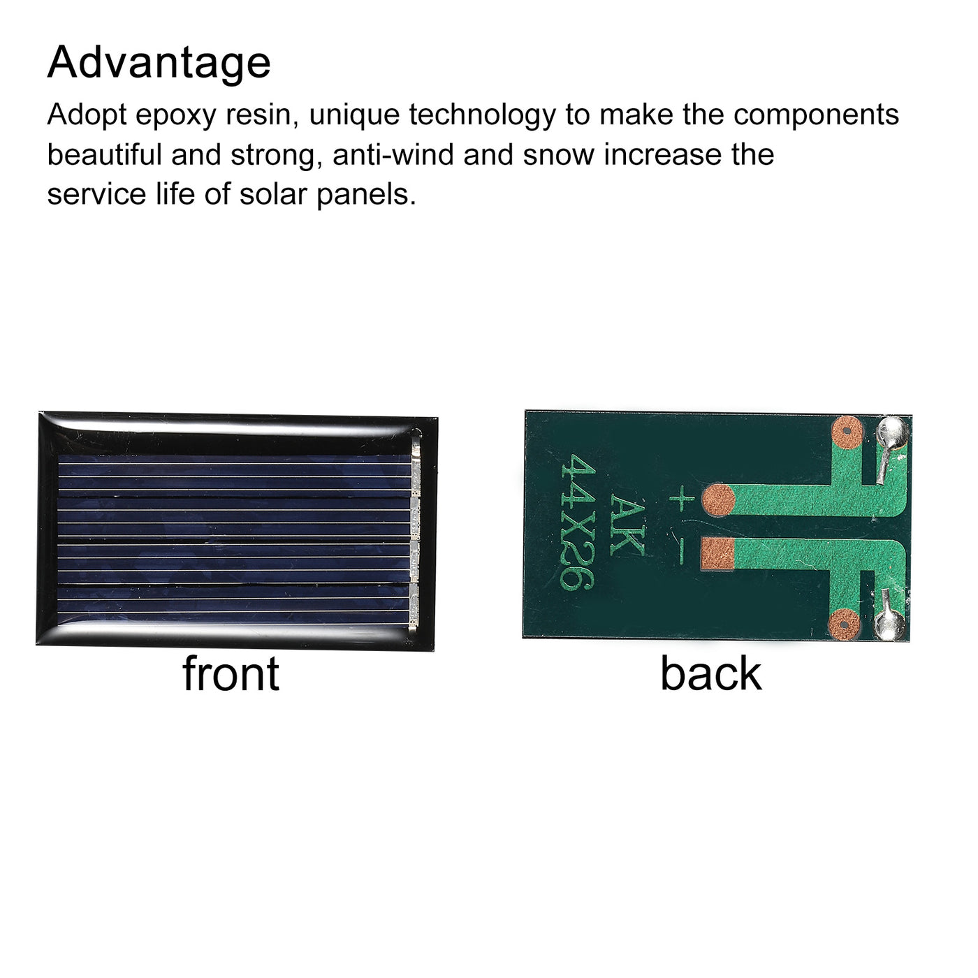 Harfington Mini Solar Panel Cell 2V 45mA 0.09W 44mm x 26mm for DIY Project Pack of 10