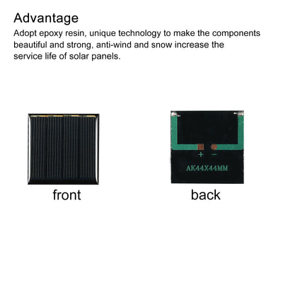 Harfington Mini Solar Panel Cell 2V 110mA 0.22W 44mm x 44mm for DIY Project Pack of 10