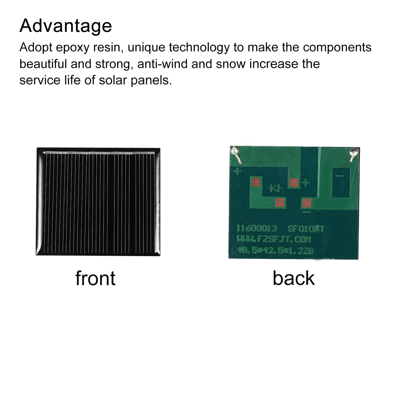 Harfington Mini Solar Panel Cell 2.5V 80mA 0.2W 48.5mm x 42.5mm for DIY Project Pack of 10