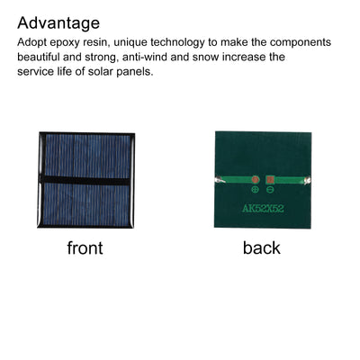 Harfington Mini Solar Panel Cell 3V 125mA 0.375W 52mm x 52mm for DIY Project Pack of 10