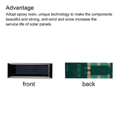 Harfington Mini Solar Panel Cell 0.5V 160mA 0.08W 53mm x 18mm for DIY Project Pack of 10