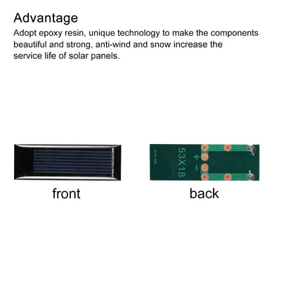 Harfington Mini Solar Panel Cell 0.5V 160mA 0.08W 53mm x 18mm for DIY Project Pack of 5