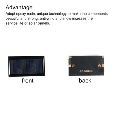 Harfington Mini Solar Panel Cell 5V 45mA 0.225W 53mm x 30mm for DIY Project Pack of 5