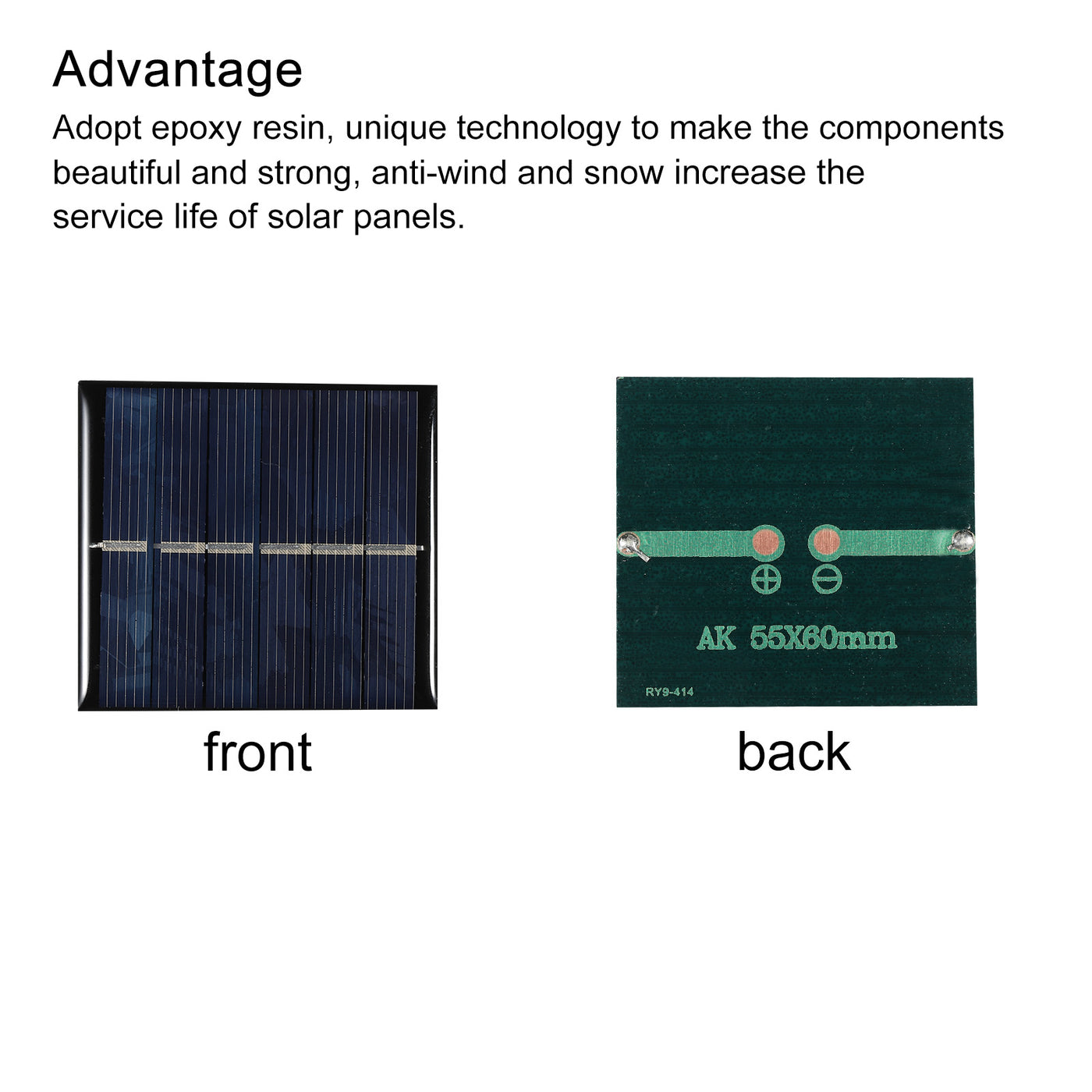 Harfington Mini Solar Panel Cell 3V 150mA 0.45W 60mm x 55mm for DIY Project Pack of 5