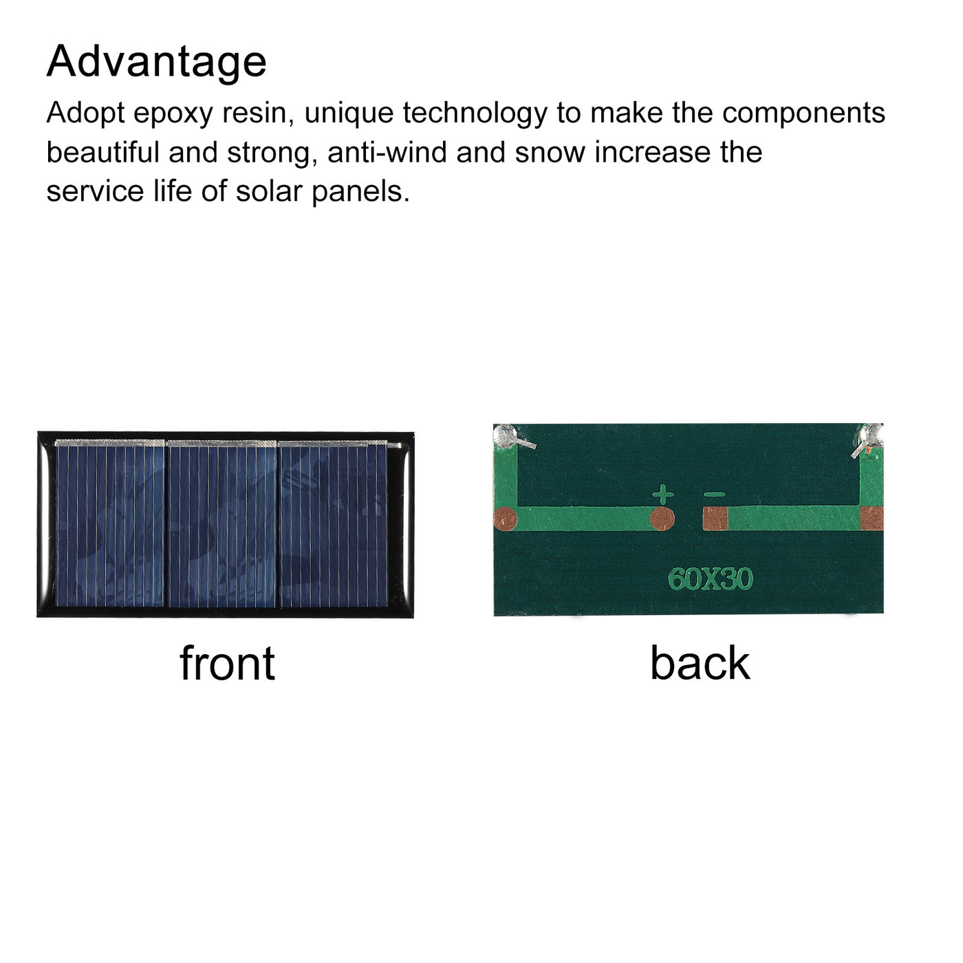 Harfington Mini Solar Panel Cell 1.5V 160mA 0.24W 60mm x 30mm for DIY Project Pack of 5