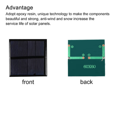 Harfington Mini Solar Panel Cell 2V 150mA 0.3W 60mm x 60mm for DIY Project Pack of 5