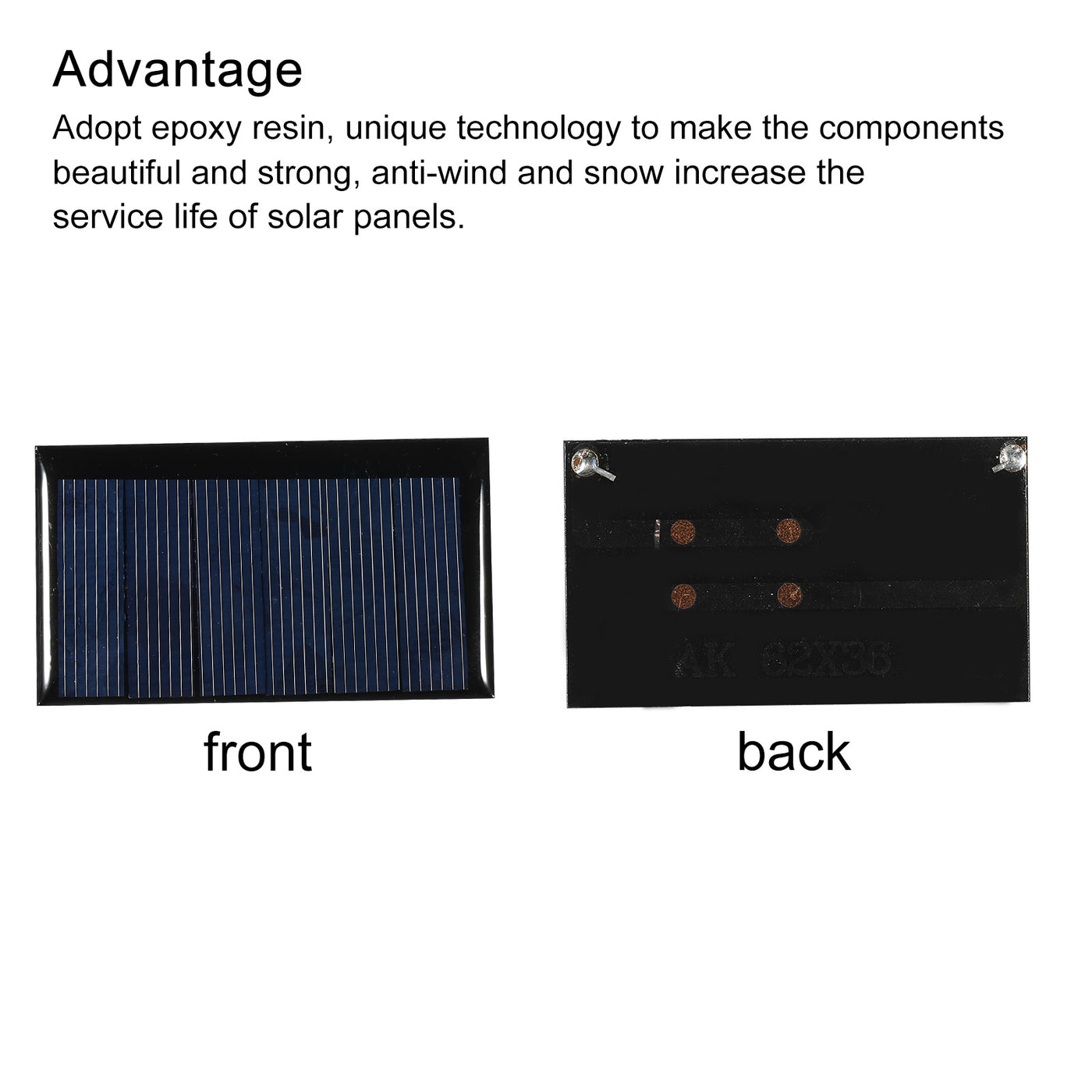 Harfington Mini Solar Panel Cell 3V 90mA 0.27W 62mm x 36mm for DIY Project Pack of 10