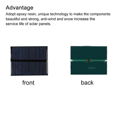 Harfington Mini Solar Panel Cell 5.5V 90mA 0.495W 70mm x 55mm for DIY Project Pack of 5