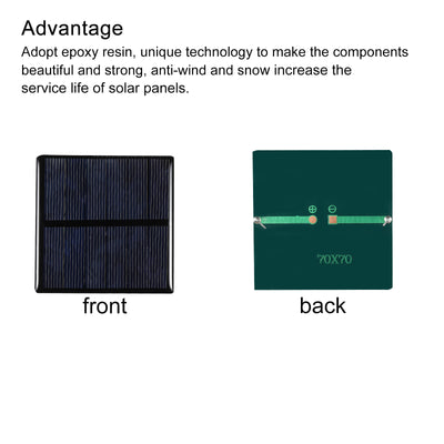 Harfington Mini Solar Panel Cell 3V 210mA 0.63W 70mm x 70mm for DIY Project Pack of 5