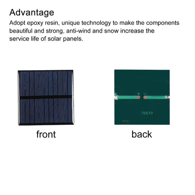 Harfington Mini Solar Panel Cell 5.5V 110mA 0.605W 70mm x 70mm for DIY Project Pack of 5