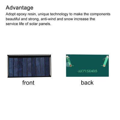 Harfington Mini Solar Panel Cell 4.5V 80mA 0.36W 77.5mm x 40.5mm for DIY Project Pack of 2