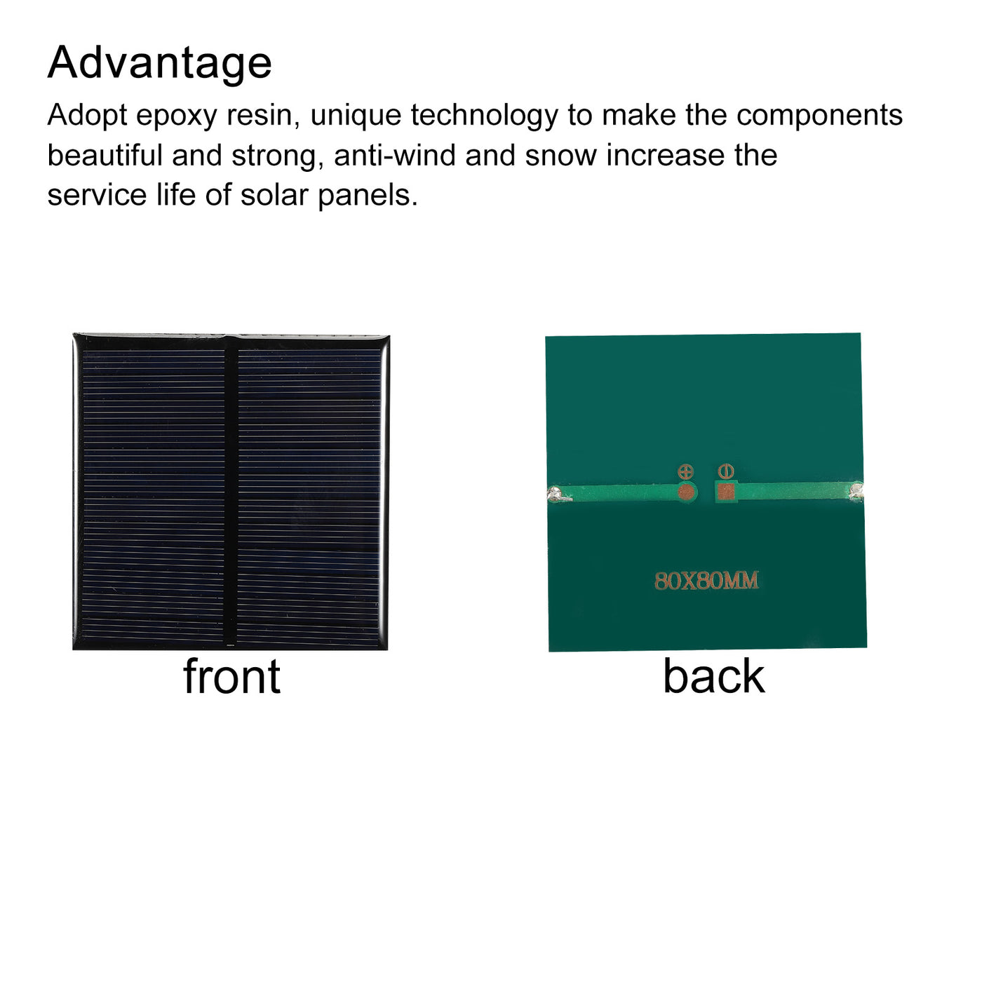 Harfington Mini Solar Panel Cell 6V 150mA 0.75W 80mm x 80mm for DIY Project Pack of 2