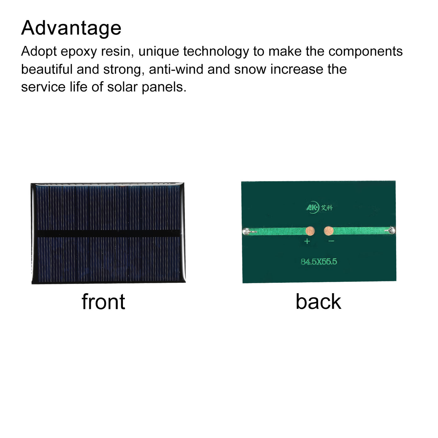 Harfington Mini Solar Panel Cell 5.5V 120mA 0.66W 84.5mm x 55.5mm for DIY Project Pack of 2