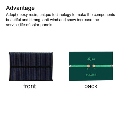 Harfington Mini Solar Panel Cell 5.5V 120mA 0.66W 84.5mm x 55.5mm for DIY Project Pack of 2