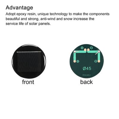 Harfington Mini Solar Panel Cell 0.5V 270mA 0.135W 45mm for DIY Project Pack of 10