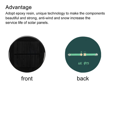 Harfington Mini Solar Panel Cell 4V 130mA 0.52W 72mm for DIY Project Pack of 5