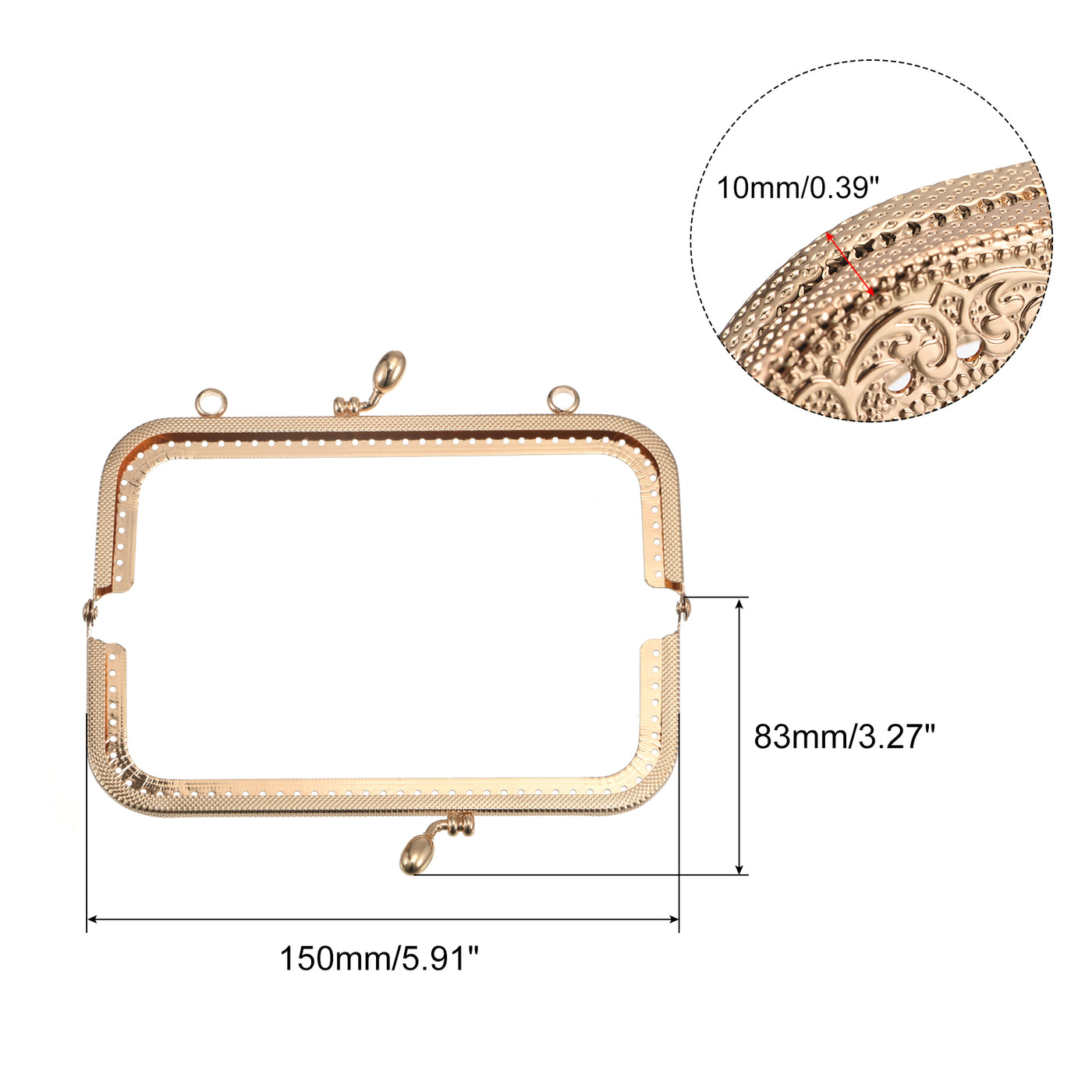 uxcell Uxcell Metal Purse Frames, 5.9" 2Pcs Kiss Lock Clasp Frame for Coin Purses DIY, Gold