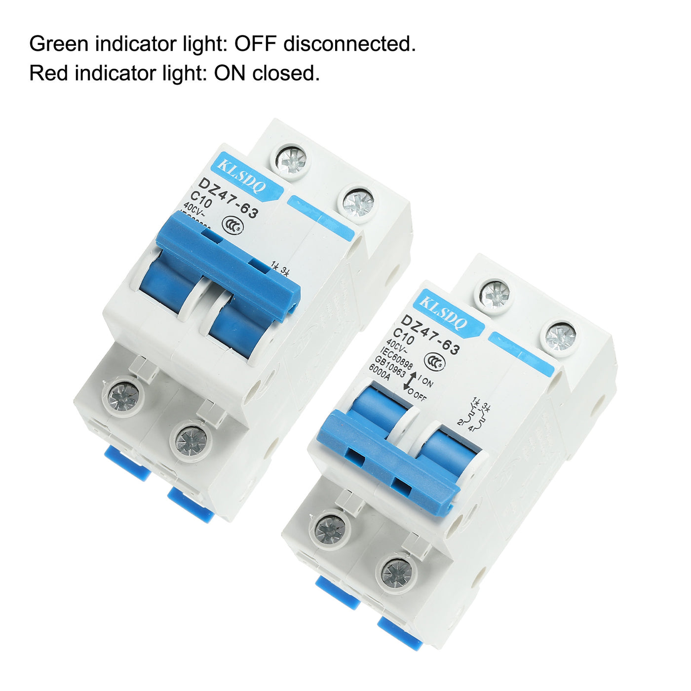 Harfington Leitungsschutzschalter Niederspannung AC 10A 400V 2 polig DIN DZ47-63 C10