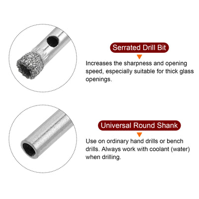 Harfington 5mm Serrated Hollow Core Diamond Drill Bits Hole Saw for Glass Tile Stone