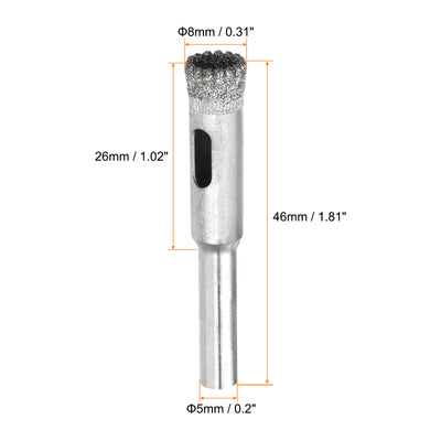 Harfington 8mm Serrated Hollow Core Diamond Drill Bits Hole Saw for Glass Tile Stone