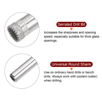 Harfington 11mm Serrated Hollow Core Diamond Drill Bits Hole Saw for Glass Tile Stone 2pcs