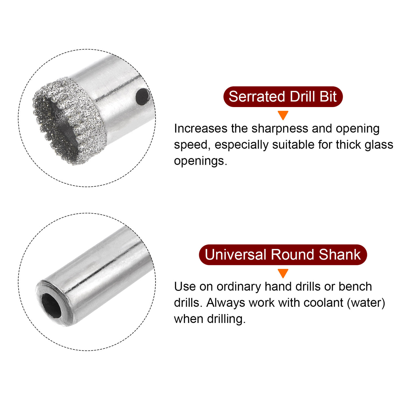 Harfington 13mm Serrated Hollow Core Diamond Drill Bits Hole Saw for Glass Tile Stone