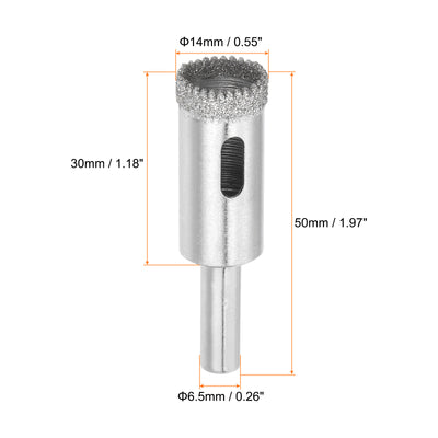 Harfington 14mm Serrated Hollow Core Diamond Drill Bits Hole Saw for Glass Tile Stone