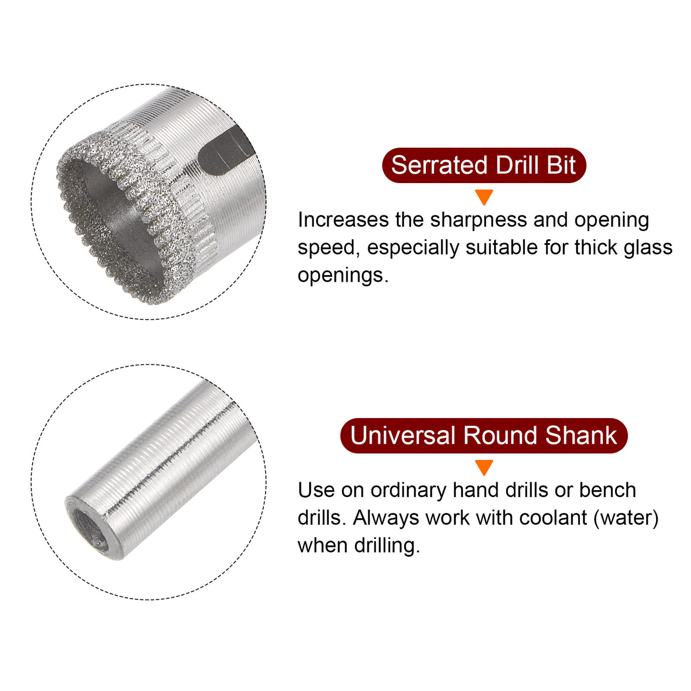 Harfington 20mm Serrated Hollow Core Diamond Drill Bits Hole Saw for Glass Tile Stone 2pcs