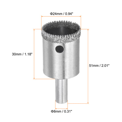 Harfington 24mm Serrated Hollow Core Diamond Drill Bits Hole Saw for Glass Tile Stone