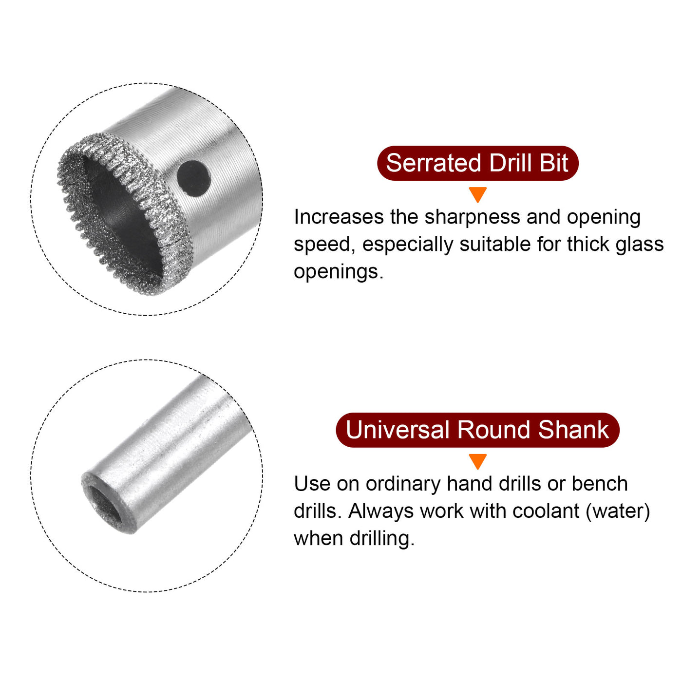 Harfington 24mm Serrated Hollow Core Diamond Drill Bits Hole Saw for Glass Tile Stone