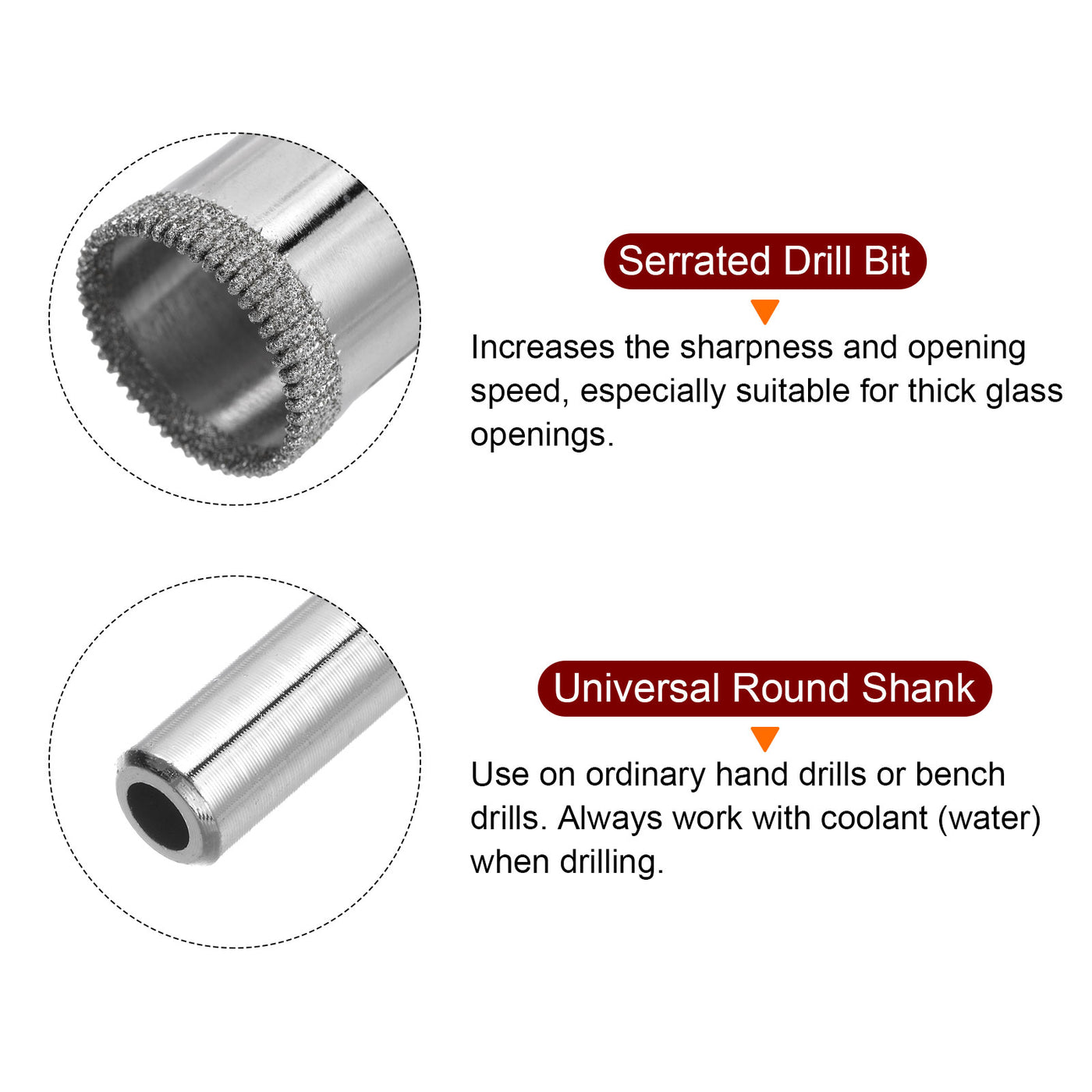 Harfington 25mm Serrated Hollow Core Diamond Drill Bits Hole Saw for Glass Tile Stone