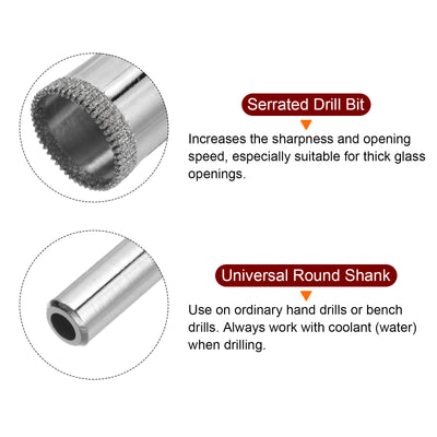 Harfington 25mm Serrated Hollow Core Diamond Drill Bits Hole Saw for Glass Tile Stone