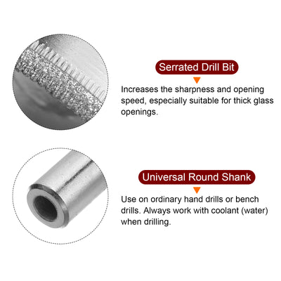 Harfington 35mm Serrated Hollow Core Diamond Drill Bits Hole Saw for Glass Tile Stone