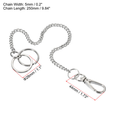 Harfington 10" 304 Stainless Steel Keychain with Keyrings Hook Clasp Belt Loop Clip