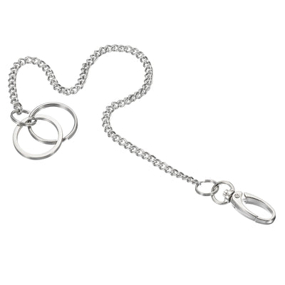 Harfington Keychain with Keyrings Clasp 12", 304 Stainless Steel Clip for Jeans Pants Belt Loop Pocket Wallet Purse Handbag, Silver