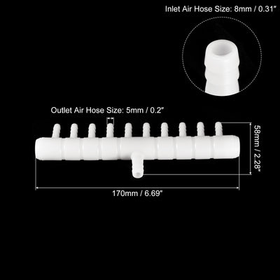 Harfington Uxcell 5Stk. Splitterverbinder für Luftleitungsschläuche 170mm/6.69" 10 Wege Aquarium Sauerstoffrohr Luftschlauchadapter für Aquarium, Weiß