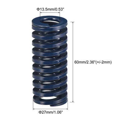 Harfington Uxcell Die Spring, 1pcs 27mm OD 60mm Long Spiral Stamping Light Load Compression, Blue