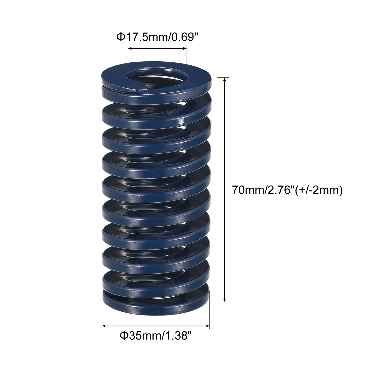 uxcell Uxcell Die Spring, 2pcs 35mm OD 70mm Long Spiral Stamping Light Load Compression, Blue